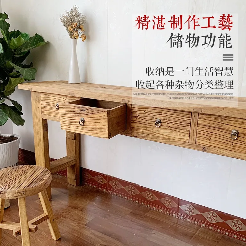 New Chinese Style Simple Entryway Table Buddha Table Ornament Zen-inspired Old Elm Offering Table Partition Antique-style Solid