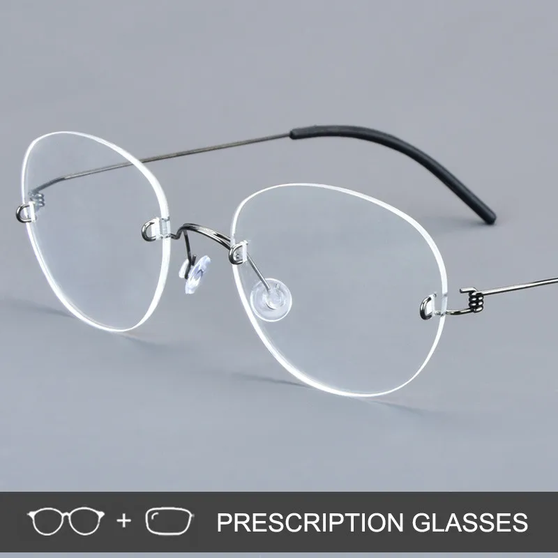 Denmark Brand 2242 Frameless Glasses Men Women Small Face Oval Round Frame Prescription Eyeglasses Screwless Optic Light Eyewear