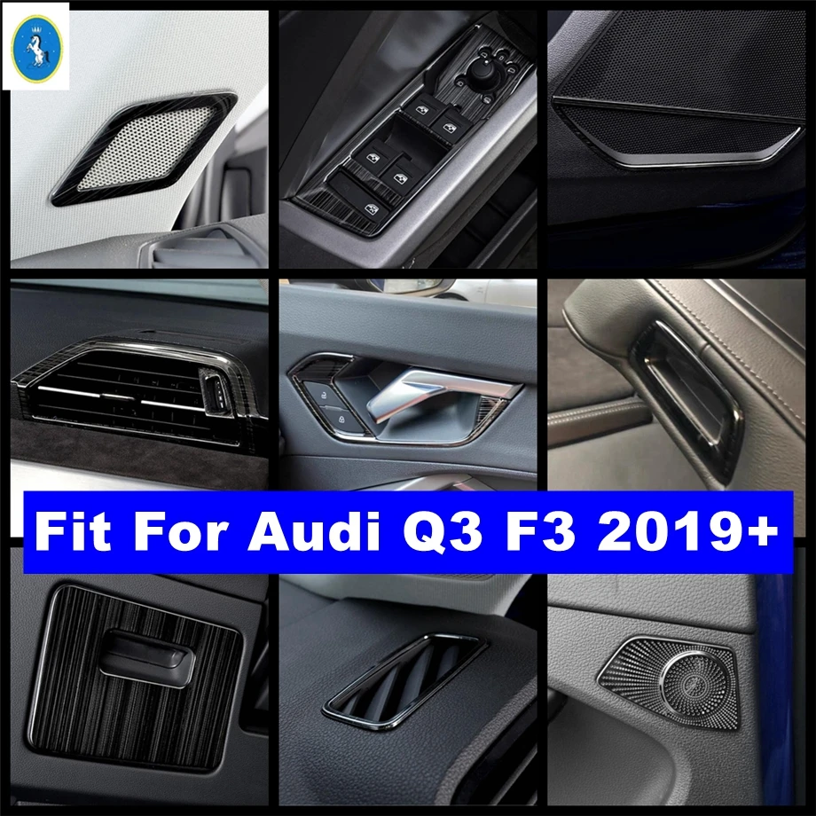 

Black Car Pillar A Door Speaker / Window Glass Lift / Door Handle Bowl Panel Cover Trim Accessories For Audi Q3 F3 2019 - 2024