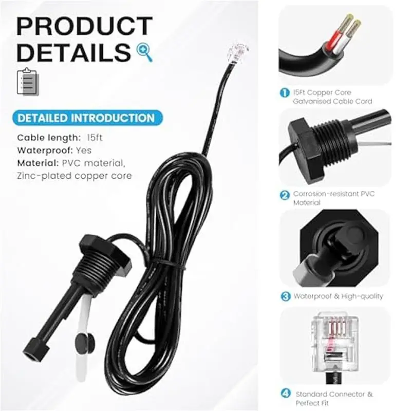 ABJN-2X GLX-FLO Flow Switch Assembly For Hayward Goldline Salt Chlorination System-Pool Flow Sensor With Cable