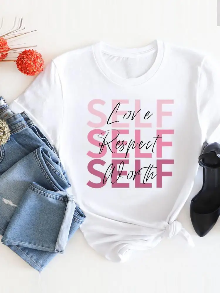 

Casual Clothing Graphic T-shirts For Women Letter Lovely Trend Short Sleeve Fashion O-neck T Shirt Print Tee Top Woman Clothes