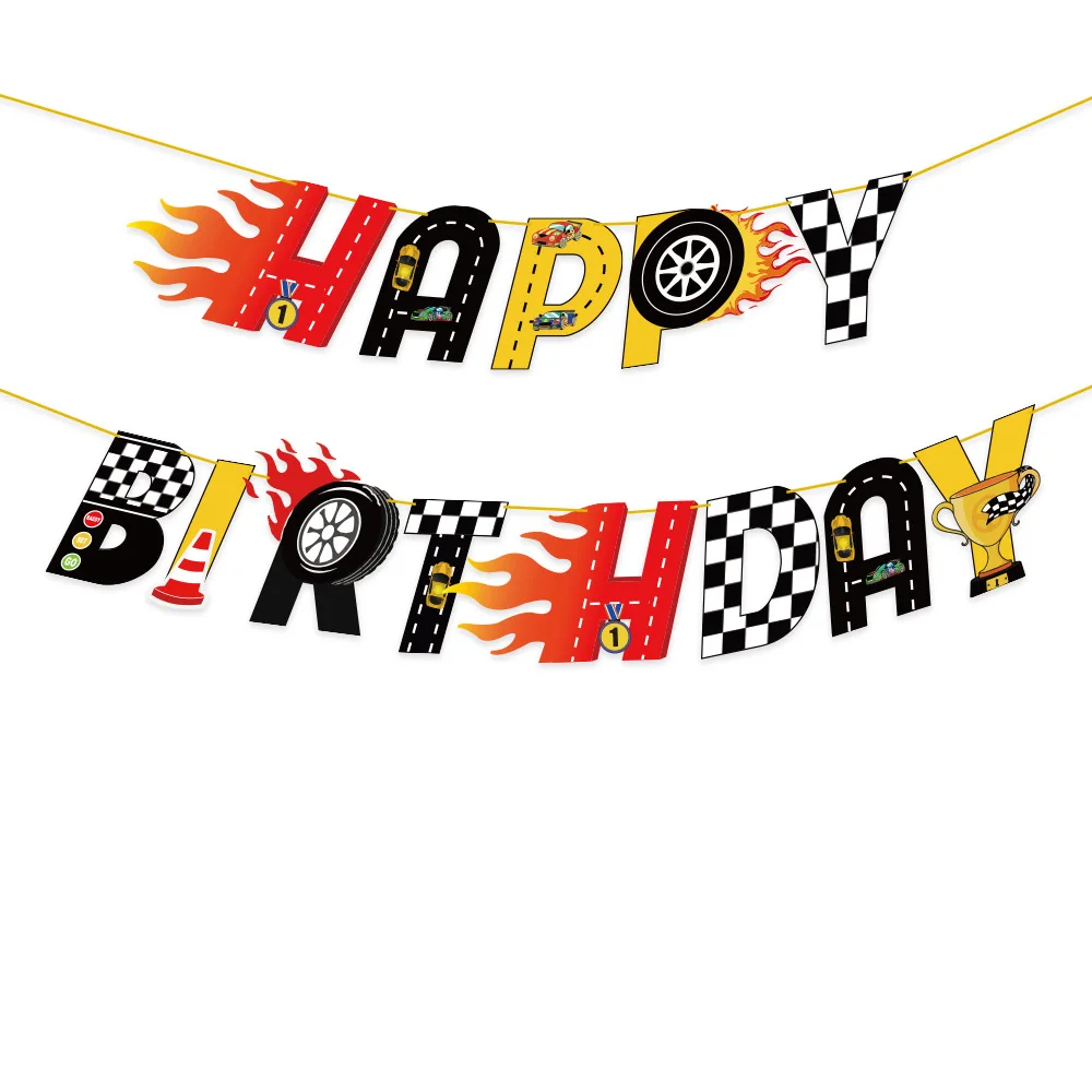 1set Feuer Atmen Racing Thema Party Ballon Rennstrecke Kuchen Einsatz Karte Ziehen Fahnen Junge Geburtstag Party Dekoration Kinder geschenk – Detail 9
