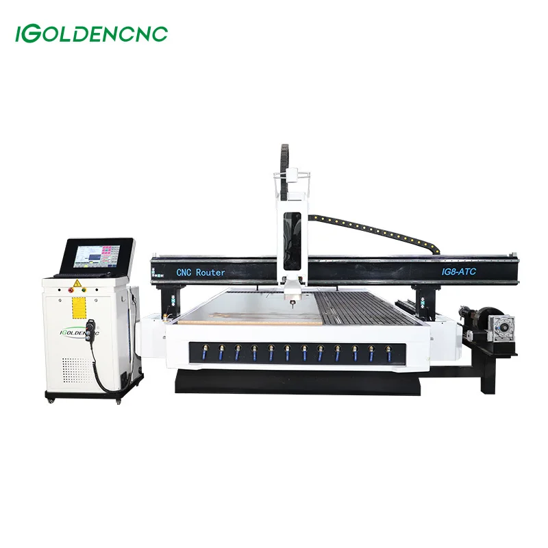 1325 4 Igoldencnc Axis Wood Cnc Router 3D Carving Machine With Rotaries