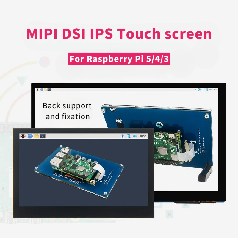 

7 Inch DSI Touch Screen for Raspberry Pi 5 4B 3B+ 3B IPS Display 800*480 LCD MIPI CSI Cable With Standard Monitor for RPI 5 Pi5