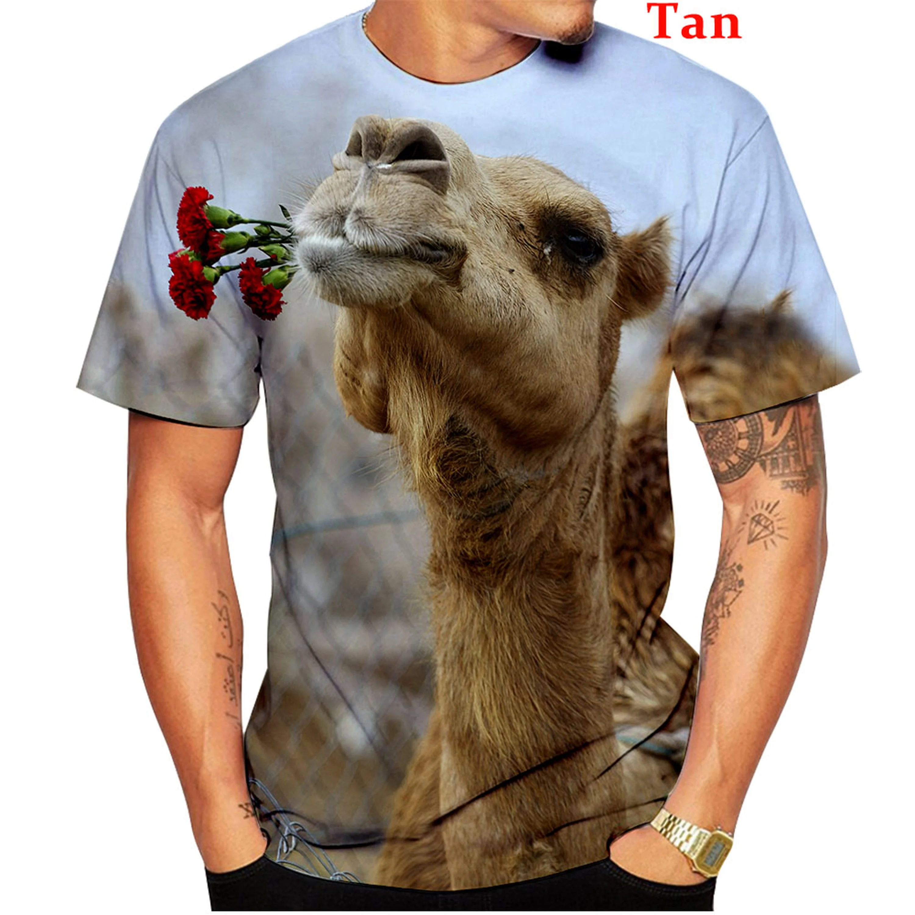 New Fashion Camel 3D Printing Short Sleeve Men and Women Leisure T-shirt Shirt Animal T Shirt