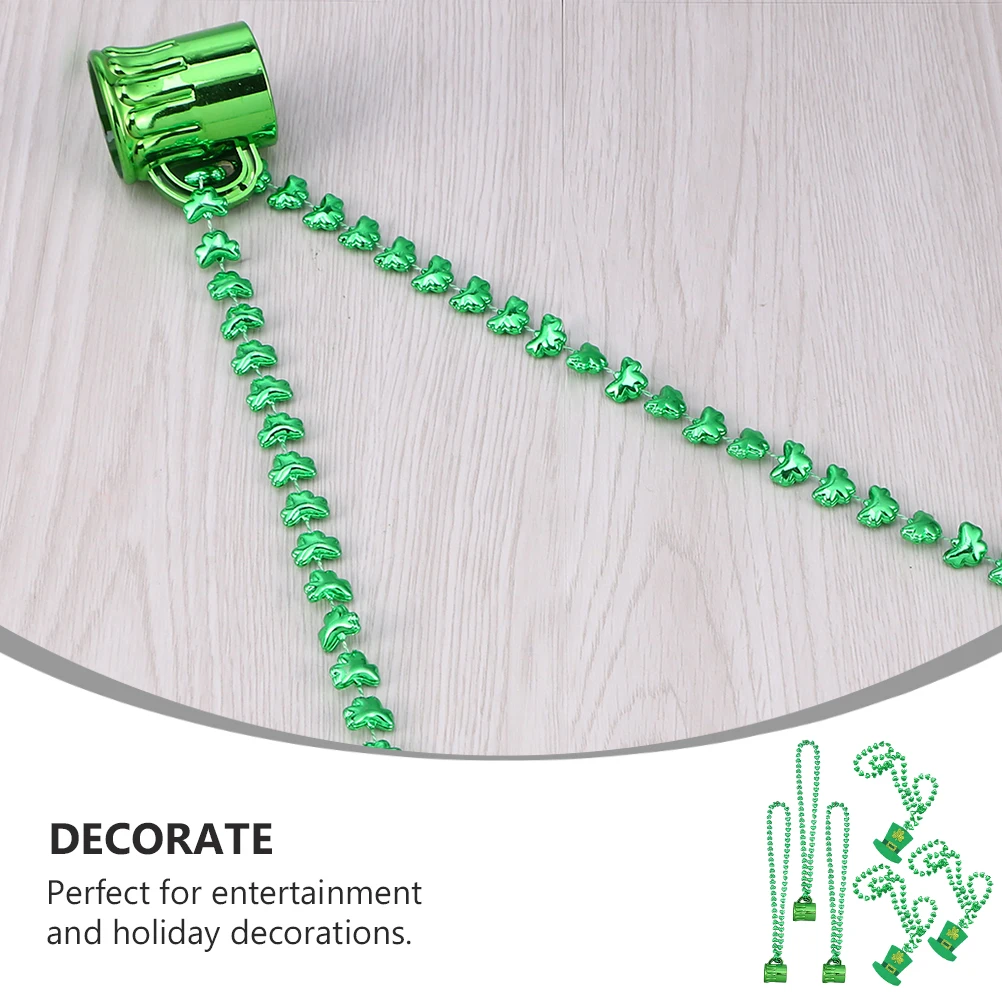 

6pcs Green Necklace Pendants St Patrick's Day Decorations Party Supplies Women Accessories Non woven Fabric Plastic Beads Gifts