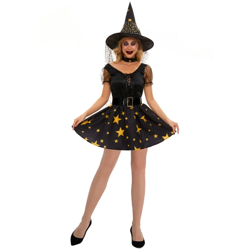 Halloween Carnival Witch Fancy Costume Performance Magic Naughty Star Enchantress Cosplay Dress