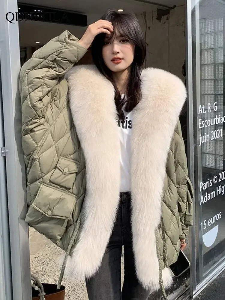 Down Cotton,Fur Coat,Advanced Imitation Fox Fur Collar,Detachable,Winter Women\'s Jacket,Korean Fashion,fur Coat Women