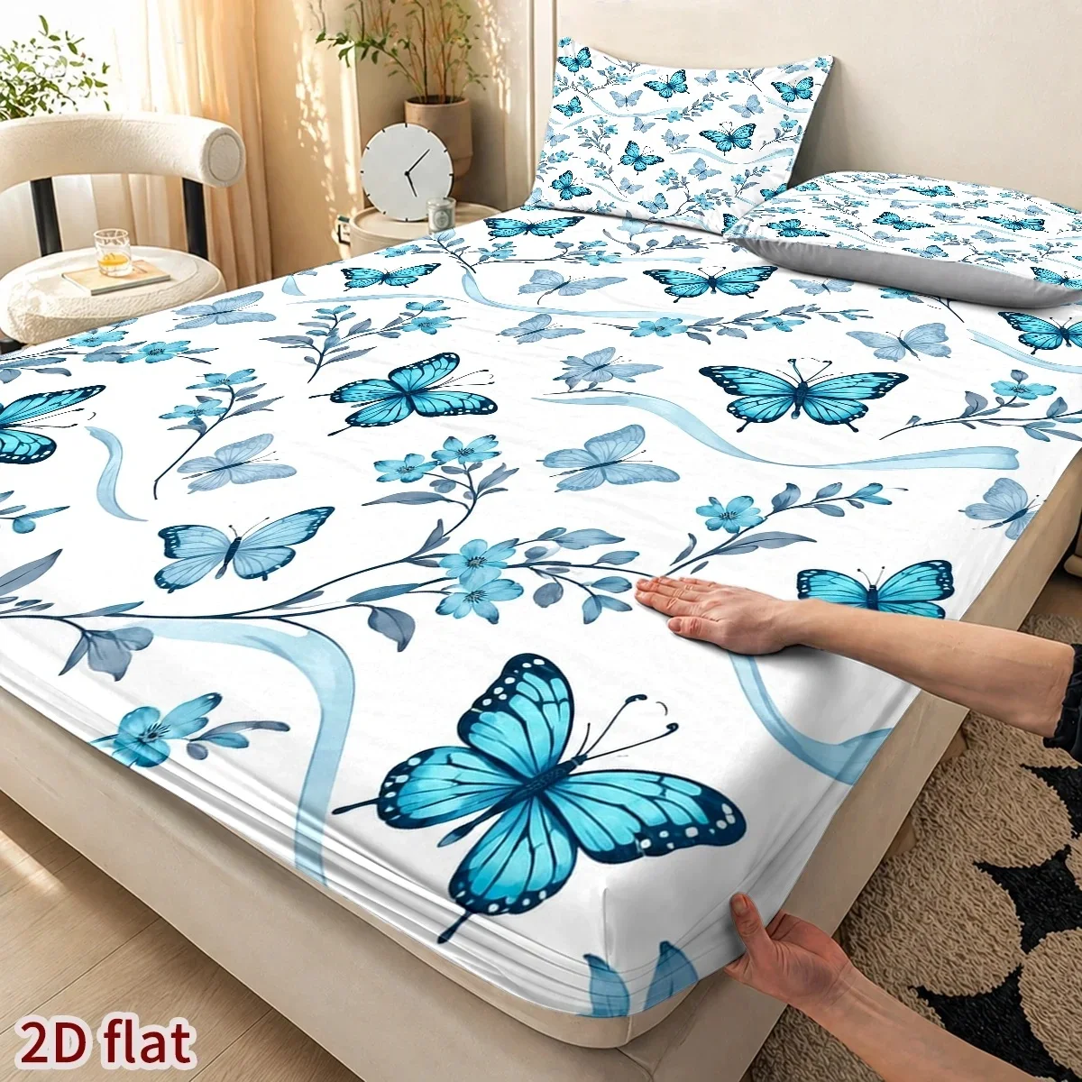 3Pcs Printed Bedding Set, Soft and Comfortable, Suitable for Bedroom, Guest Room One Fitted Sheet + Two Pillowcases, No Core
