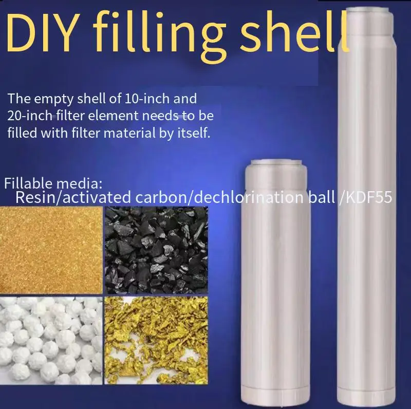 10 inch 20 inch DIY filled Shell  Bulk filter media Removable water purifier cartridge accessories