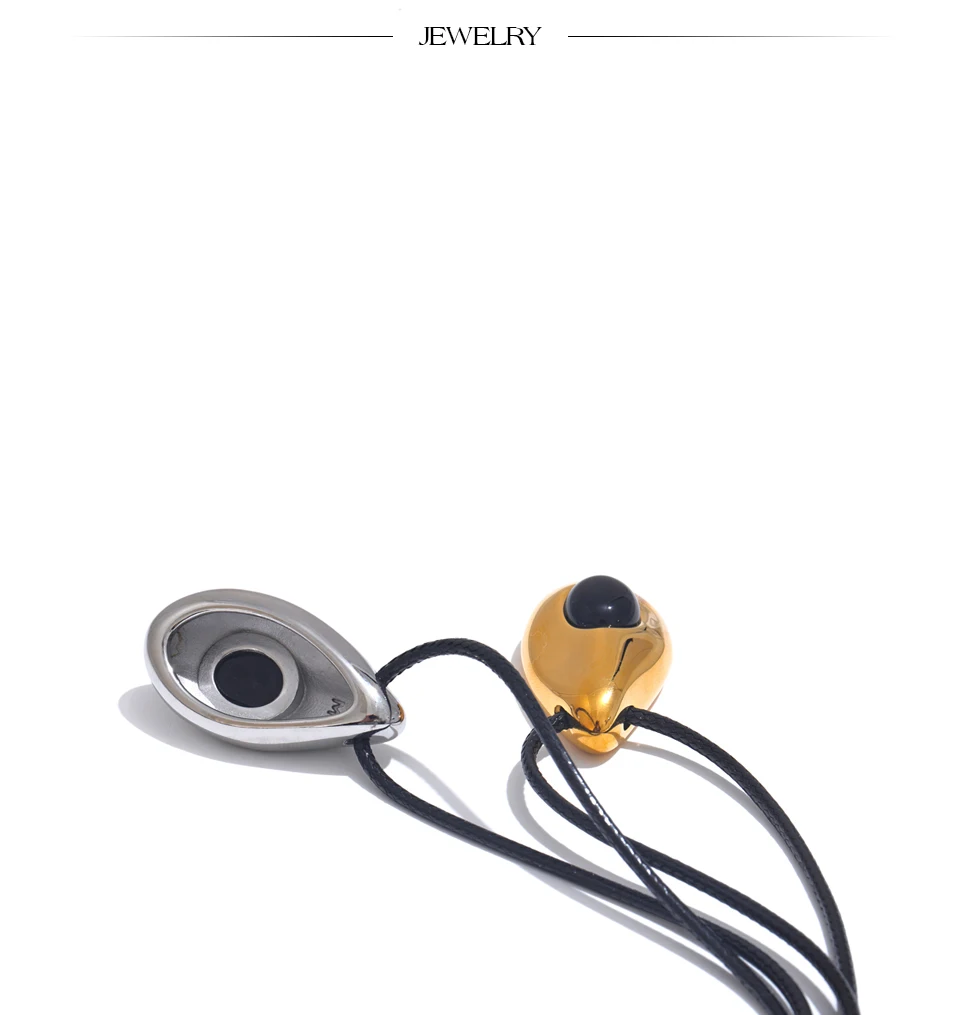 Yhpup Edelstahl Wassertropfen Achat Stein Anhänger PU Leder Halskette für Frauen Statement Modeschmuck Zubehör Neu – Detail 8