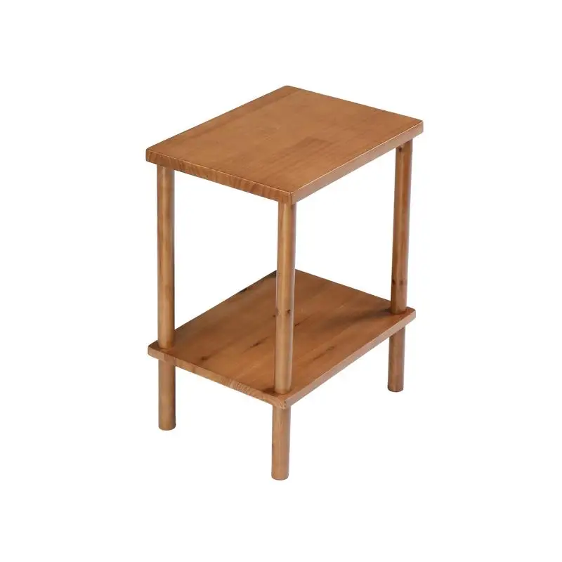 2-Tier Wooden End Table, Outdoor Side Table with Storage Shelf, Small Patio Coffee Table, Weather-Resistant for Indoor/Outdoor