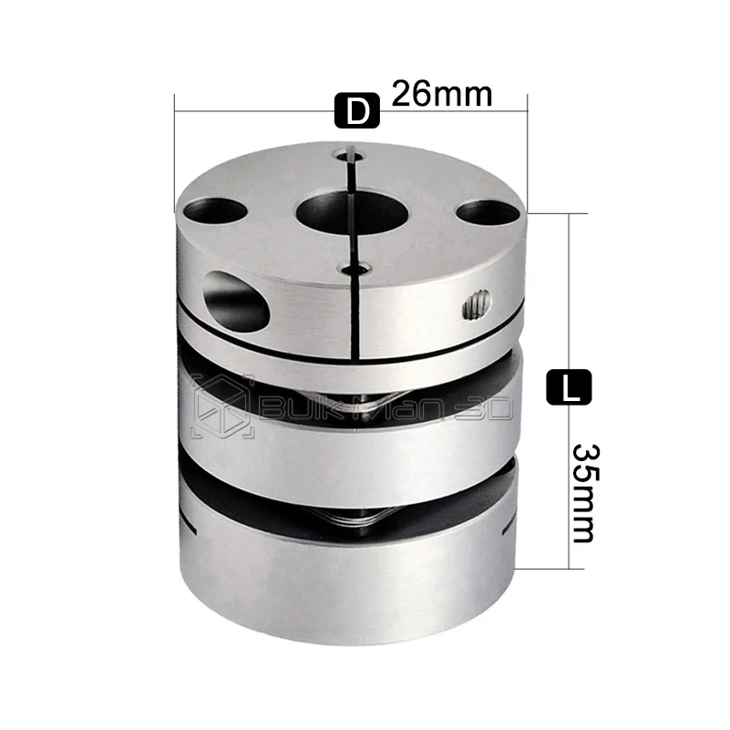 1Pcs D26L35 Double Diaphragm Coupling Elastic Connector D26mm L35mm Aluminum Coupler for Ball Screw Stepper Servo Motor Encoder