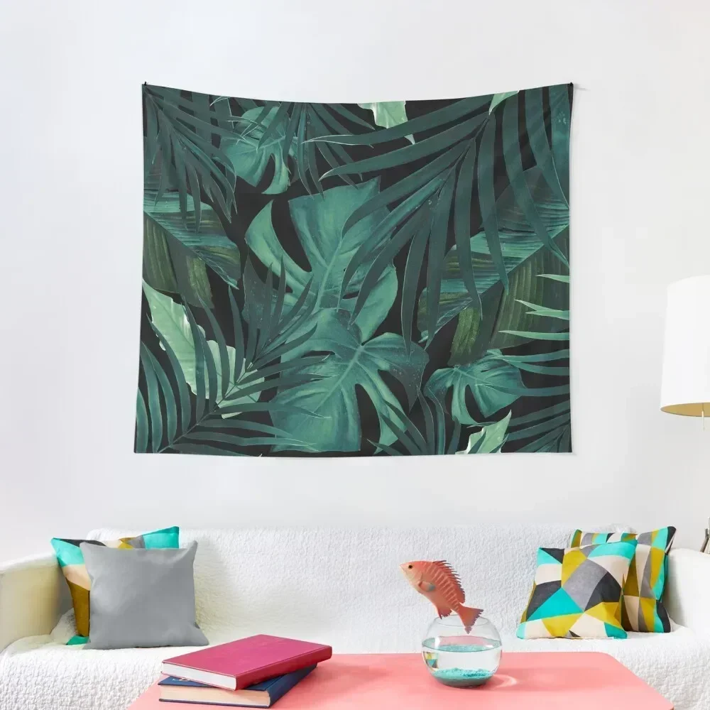 

Tropical Jungle Night Leaves Pattern #1 #tropical #decor #art Tapestry Tapete For The Wall Wallpaper Tapestry