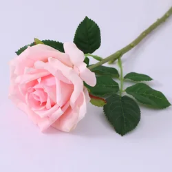 Real Touch Artificial Pink White Roses Wedding Flowers Latex Fake Rose Branch Flower Arrangement Farmhouse Decor Home Decoration