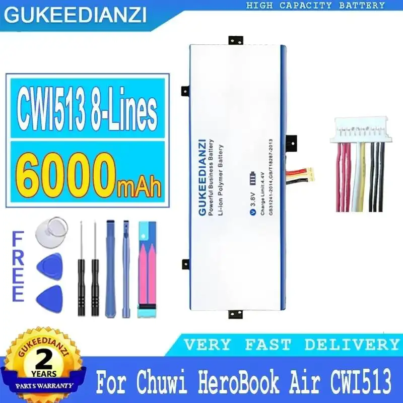 

Аккумулятор 6000 мАч для ноутбука Chuwi Herobook Air CWI513 MB2455012 NV-3492107-2S 3791229C H-3585229P 11,6 дюйма, 10-контактный, 8-проводный