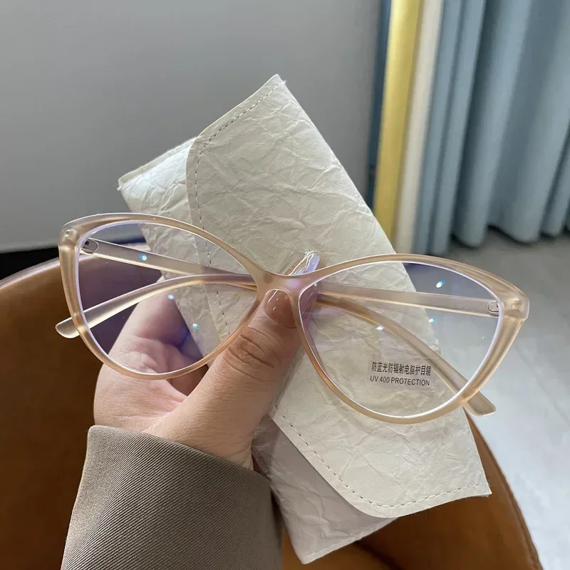 New Trend Myopia Galsses for Women Unisex Luxury Cat Eye Design Near Sight Eyeglasses Ladies Transparent Anti-blue Light Glasses