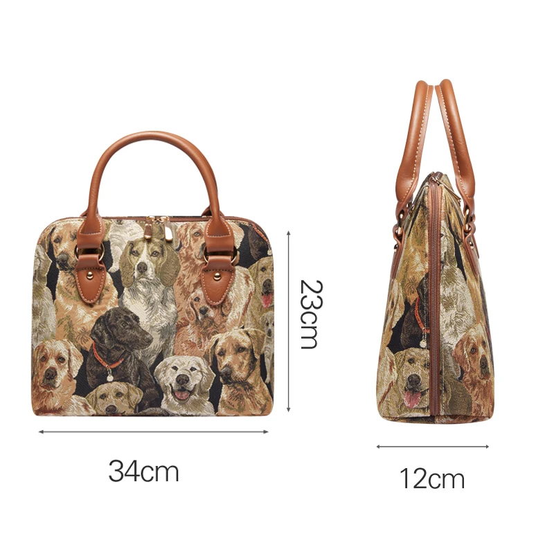 SAJA Tapestry Women\'s Handbag Shoulder bag Crossbody Bag Messenger Bag Satchel Bag for office worker ladies Dog Animal Parttern