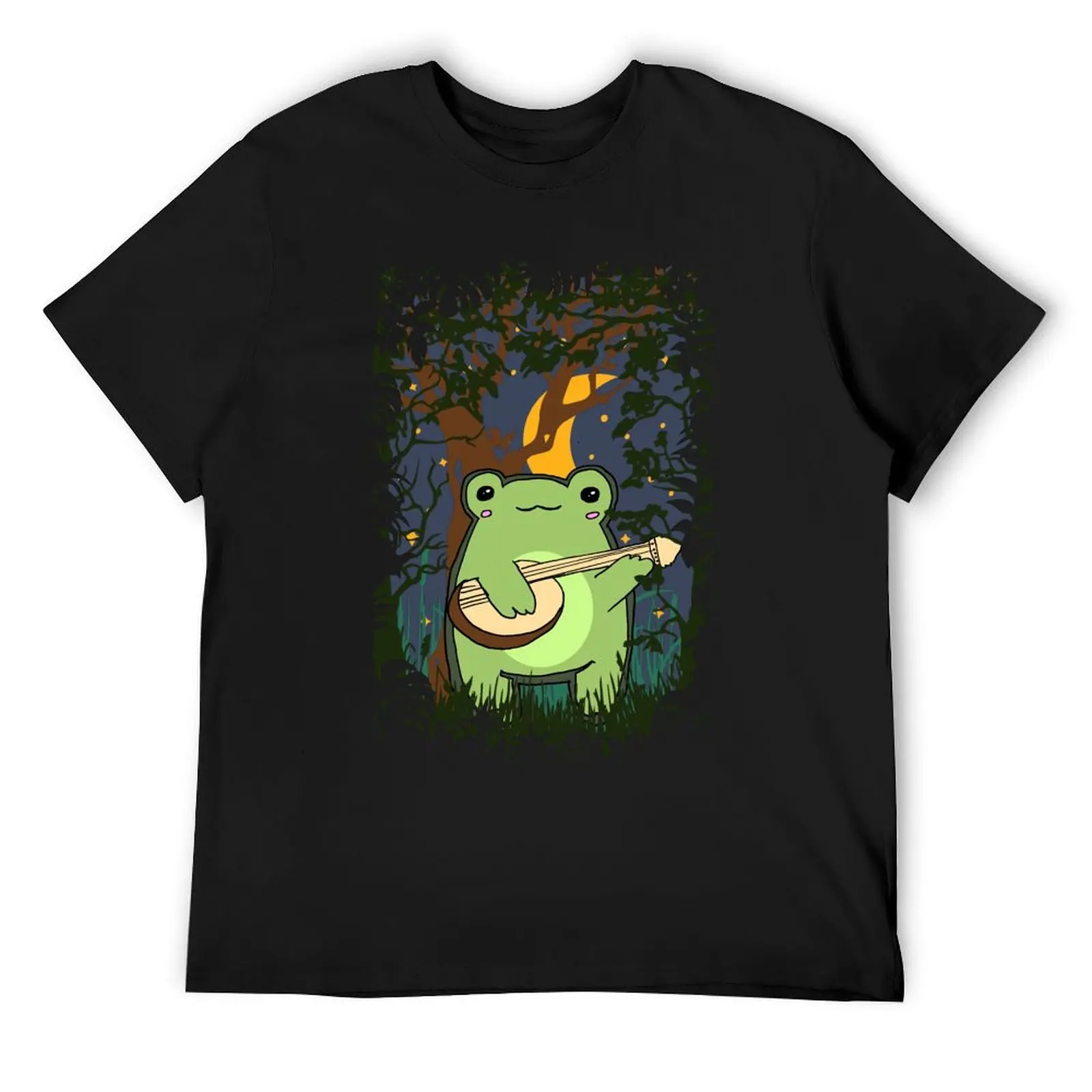 

Cottagecore frog playing bonjo in a forest T-Shirt designer shirts customizeds shirts graphic summer clothes mens tall t shirts