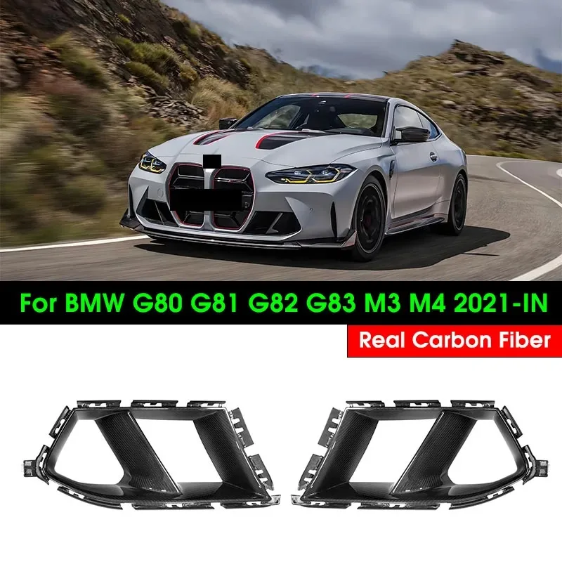 M3 M4 Real Dry Carbon Fiber Front Bumper Air Intake Cover Trim for G80 G81 G82 G83 Sedan Coupe Real Dry Carbon Fiber Canards