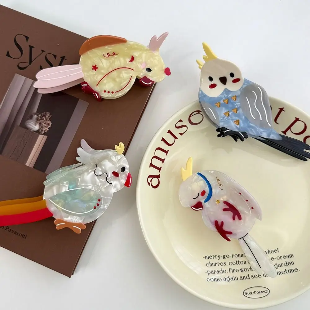 

Sweet Cute Cartoon Animal Shark Clip Parrot Korean Style Acetic Acid Hair Claw Headwear Creative Bird Hair Claw Daily