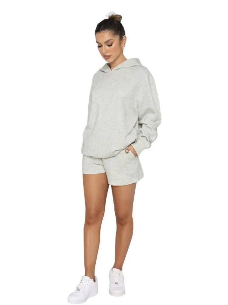 خريف شتاء جديد بلون هوديي قطعتين مجموعات المرأة عادية مقنع طويلة الأكمام البلوز جيب السراويل 2 قطعة مجموعة دعوى #5