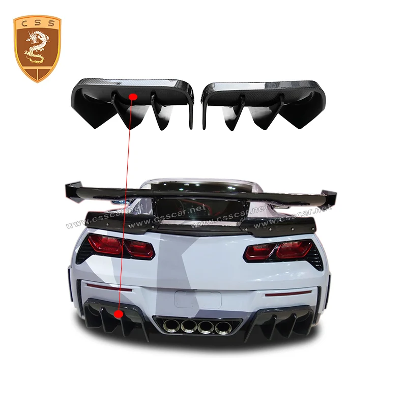 Rear Wrap Angle For Chevrolet Corvette C7 2014-2016 High Quality Carbon Fiber Car Bumper Lower Lip Spiltter Spoilers Accessories