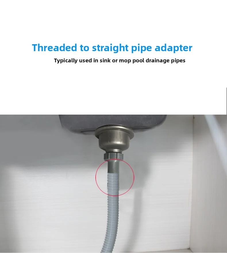 Drain Fitting Adapter Supports 45mm Threaded Connection and 31mm Straight Pipe Outlet G1-1/2 Inch Inner Diameter