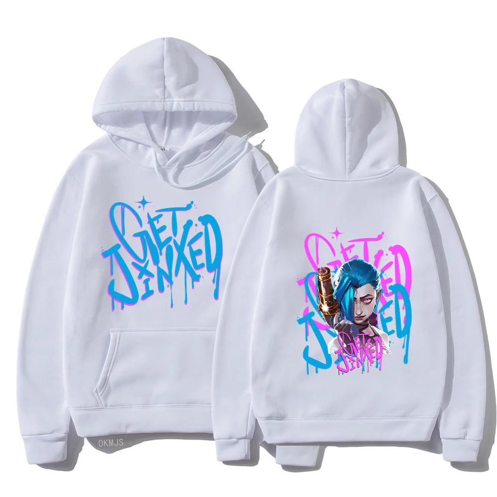 Arcane Jinx Cute Hooded Women Men Anime Print Harajuku Kawaii Hoodie Sweatshirt Cartoon Clothes Moletom Fashion Men Pullovers