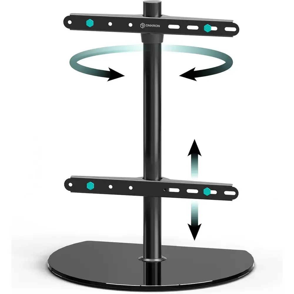 

Height-Adjustable Swivel TV Stand for 32-65 Inch Screens, Up to 77 lbs, VESA 100x100-400x400, Tempered Glass Base, Black