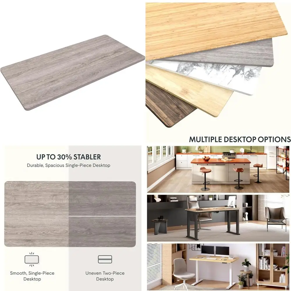 

Регулируемый по высоте стол 48x30 с одной толстой столешницей из серого дерева с текстурой под дерево