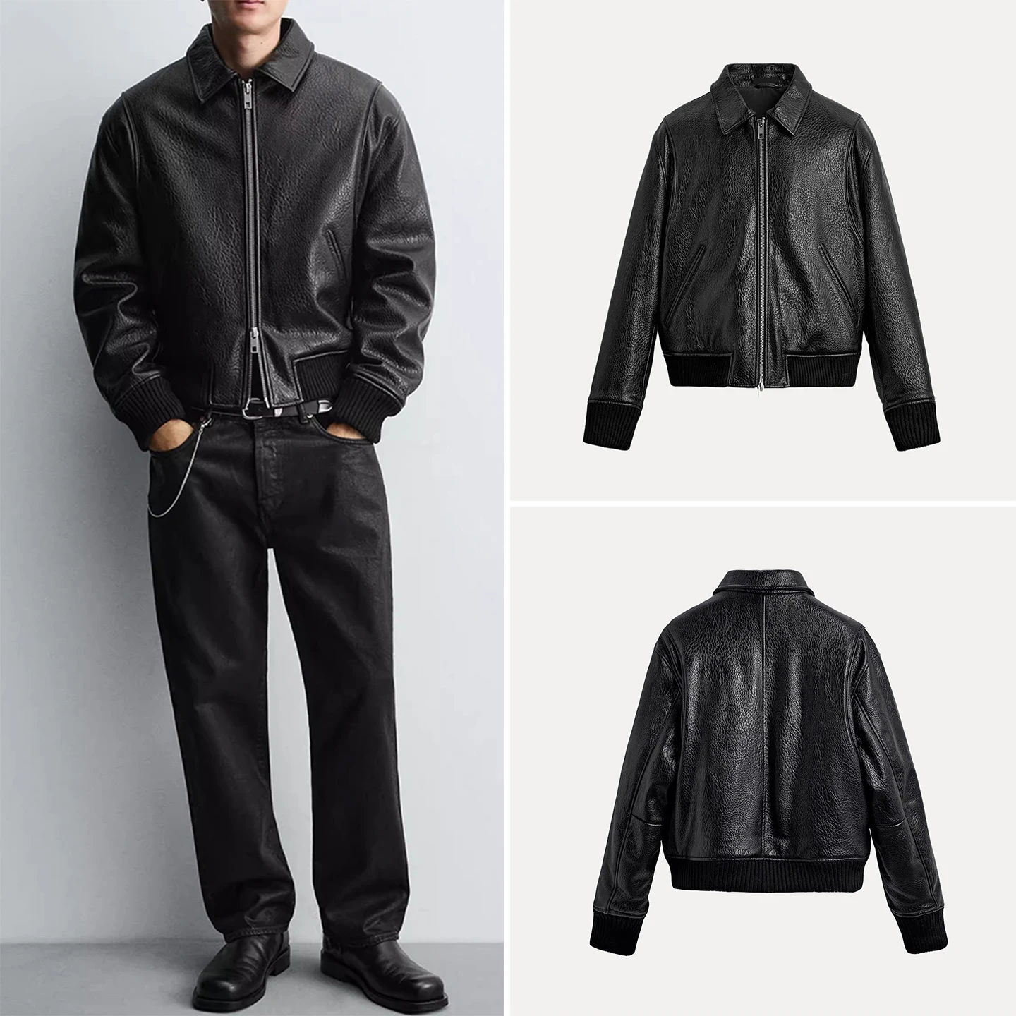 

Faionable Zipper Jaet Men's Casual Sle Stand Fit Long Sve Zipper Closure Versatile Daily Wear Winter 2025 New Arr...