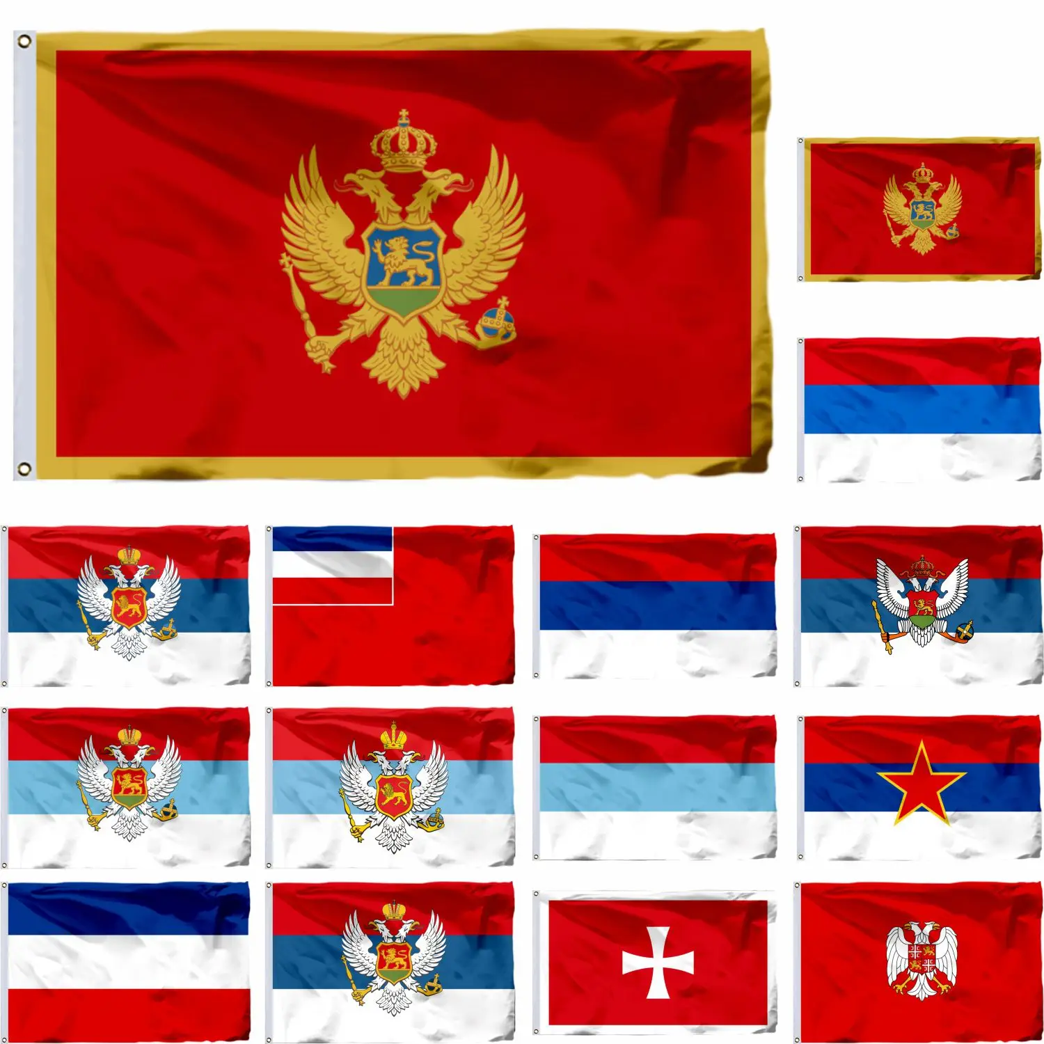 Montenegro Prince Bishopric Kingdom History Flag 3X5FT 90x150CM Naval Jack Serbia Banner 21X14CM