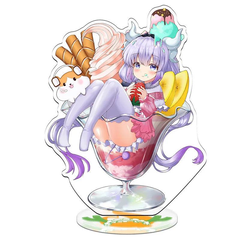 Anime Miss Kobayashi\'s Dragon Maid S Tohru Kanna Acrylic Stand Model Plate Toy Kobayashi-san Cartoon Figure DIY Desk Decor Props