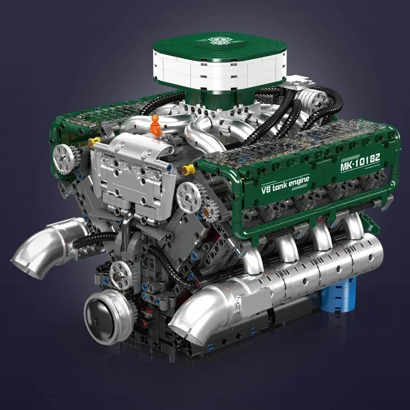 V8 ถังเครื่องยนต์ Building Block ชุด Aeroengine อาคารของเล่นมอเตอร์ไดรฟ์ภาพจําลองรูป 3D รถคอลเลกชันเครื่องประดับ