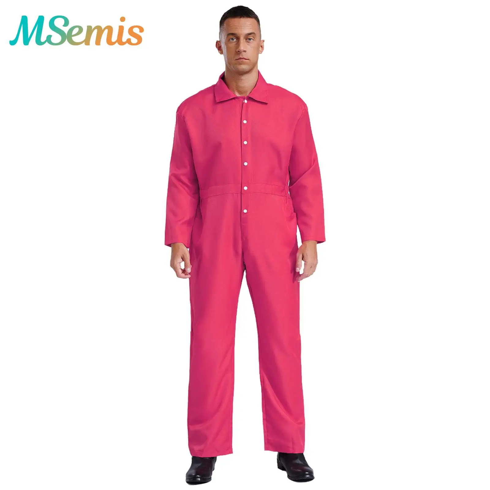 

Мужские износостойкие комбинезоны, комбинезон для мастерских, униформа с отложным воротником, боди с длинными рукавами, рабочий комбинезон на пуговицах, костюм