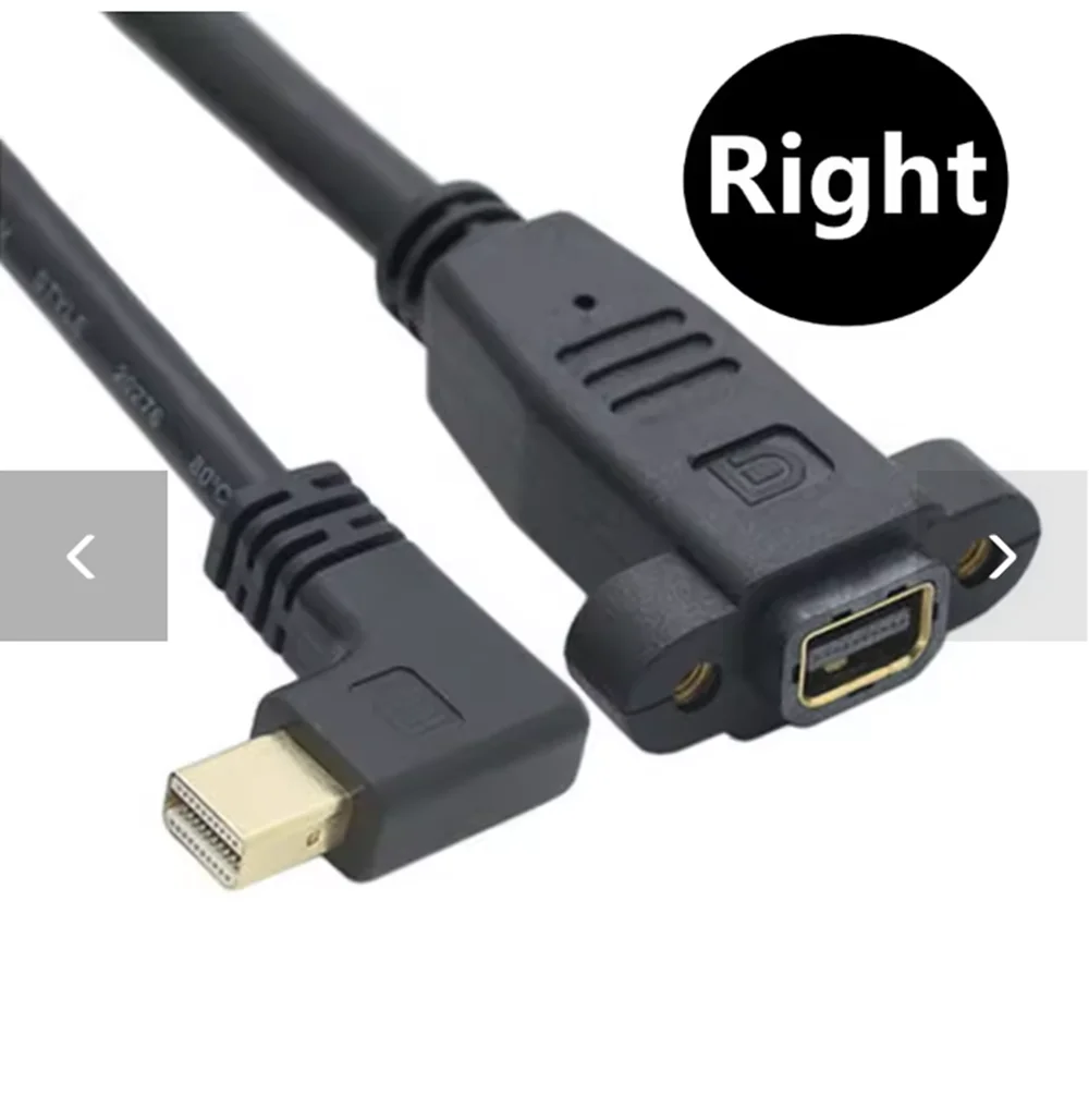 4K Elbow Mini DisplayPort พร้อมหูคอมพิวเตอร์ MiniDP ชายหญิงสัญญาณ Extension 0.3M