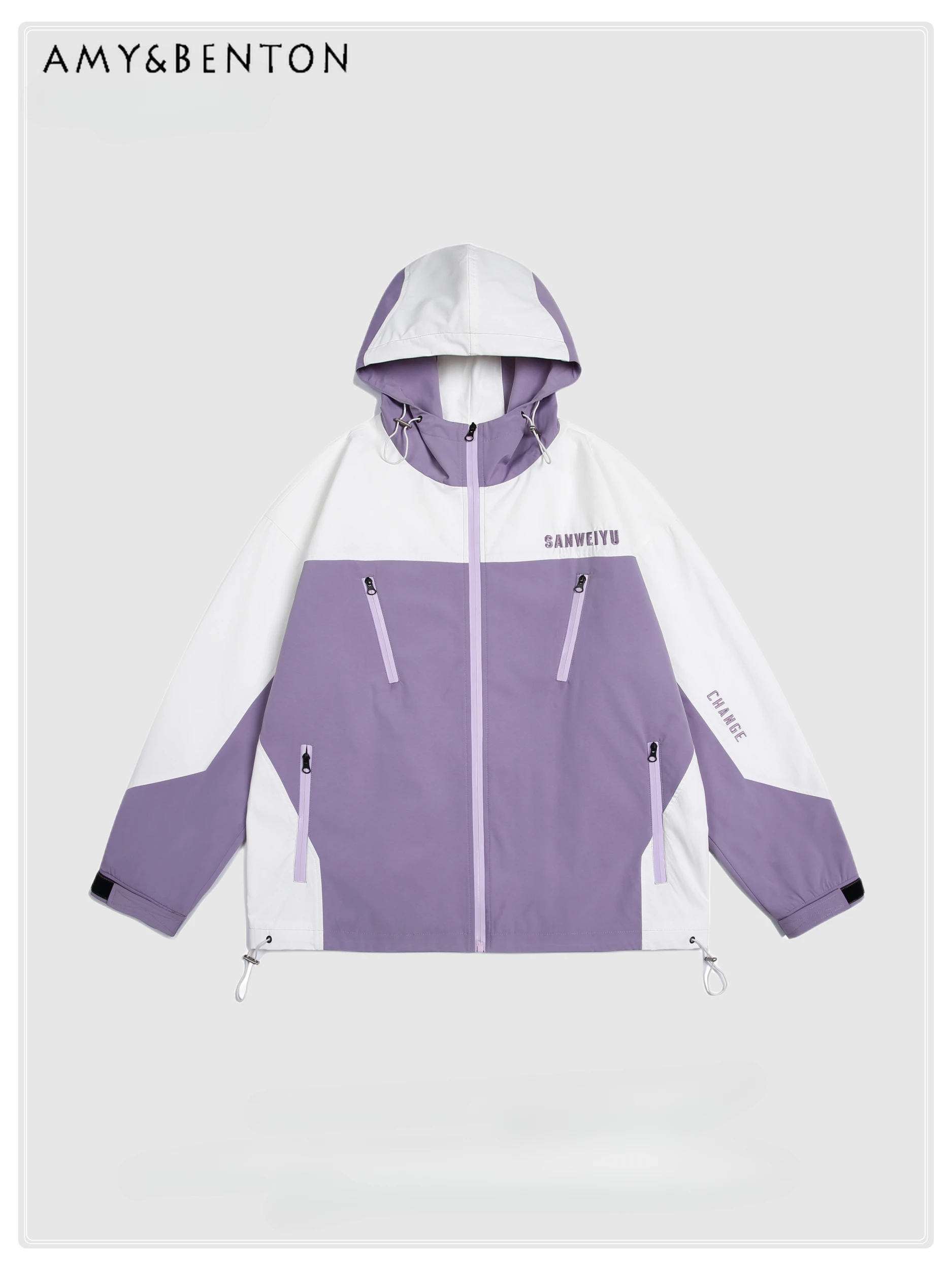 

Goth Patchwork Hooded Outdoor Jacket Women Couple Clothing Retro Loose All-Match Punk Jacket Preppy Style Y2K Oversized Coat