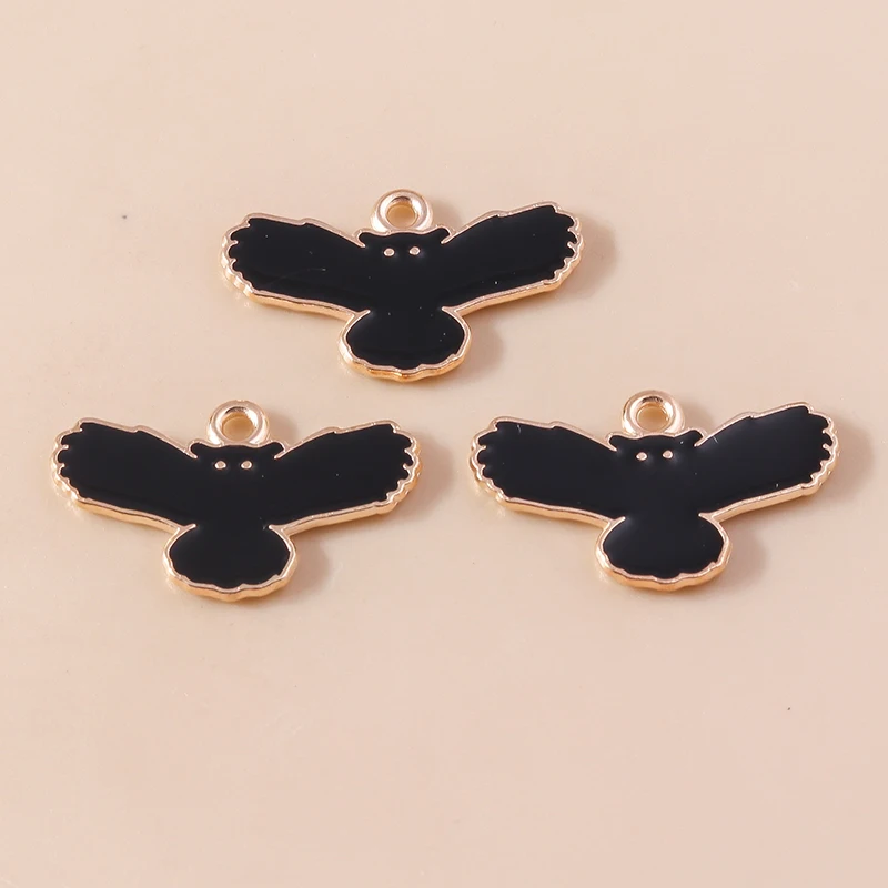 20 Stück 23x14mm Cartoon-Tieranhänger, emaillierte schwarze Eulenanhänger für die Schmuckherstellung, Halsketten, Ohrringe, DIY-Bastelzubehör ﻿ – Detail 3