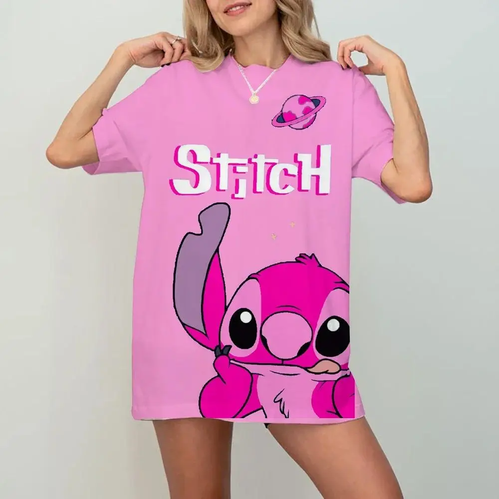 

Женская футболка Disney Kawaii Lilo&Stitch, повседневная рубашка в стиле Y2k, футболка с круглым вырезом и короткими рукавами, летняя женская одежда 2026 года