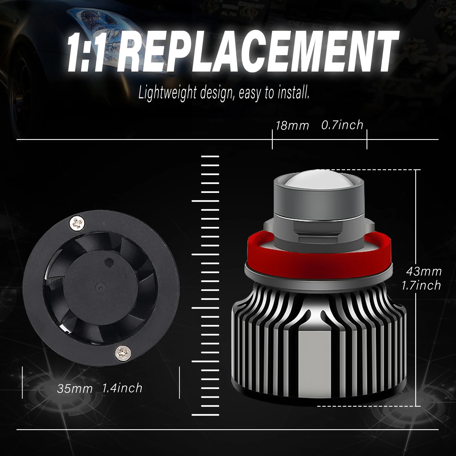 Laser Lens H11 H8 H9 Led Fog Light Bulb H4 Led Fog Lamp 9005 HB3 9006 HB4 CSP 8000K 6000K 3000K Turbo Fog Light For Car 12V 24V