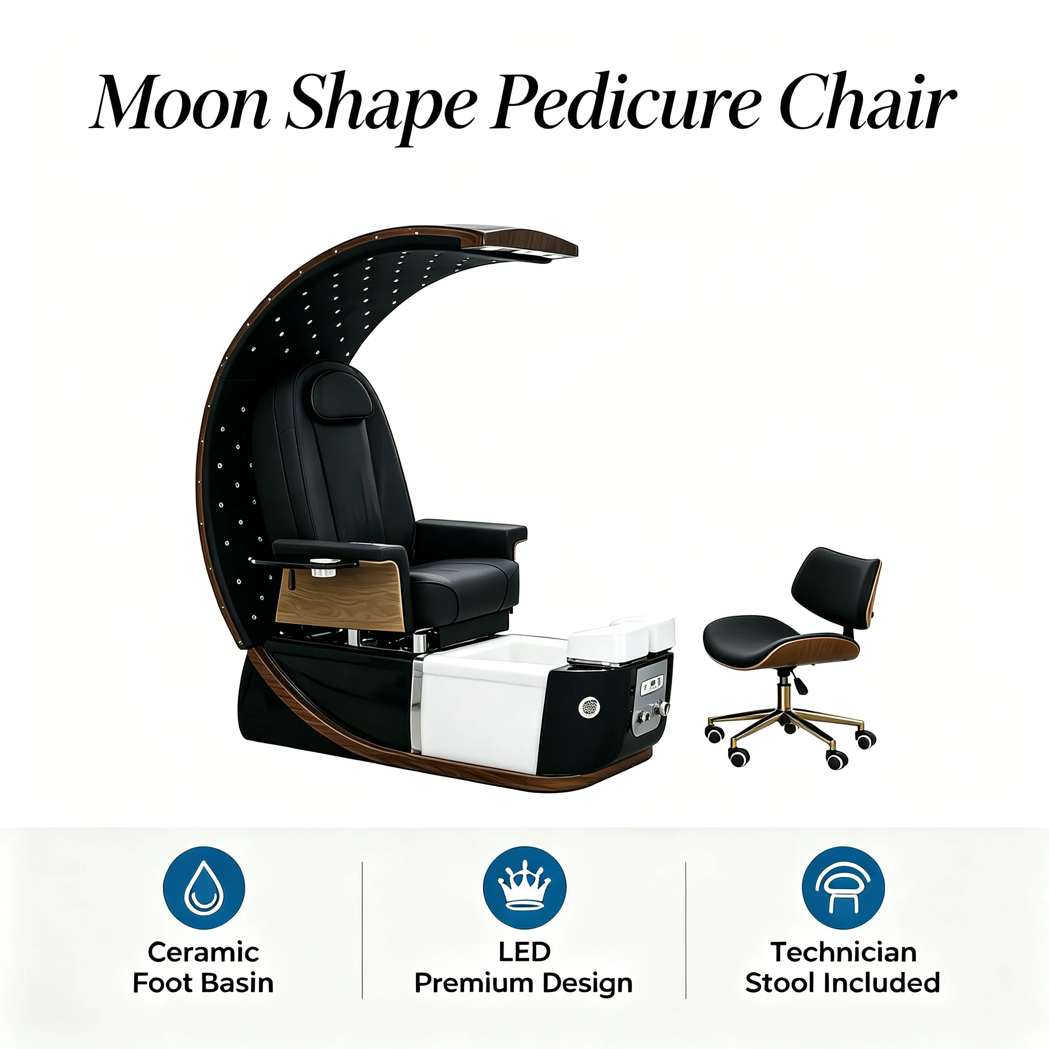 Luxury Pedicure Chair With LED Atmosphere Light Recliner Foot Spa Chair Commercial Nail Salon Furniture Pedicure Station