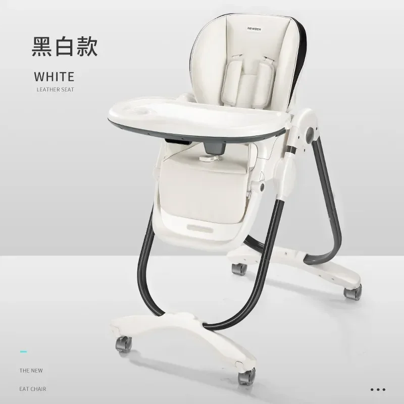 

7 Different Heights Adjustable Seat White Baby High Chairs for Babies and Toddlers