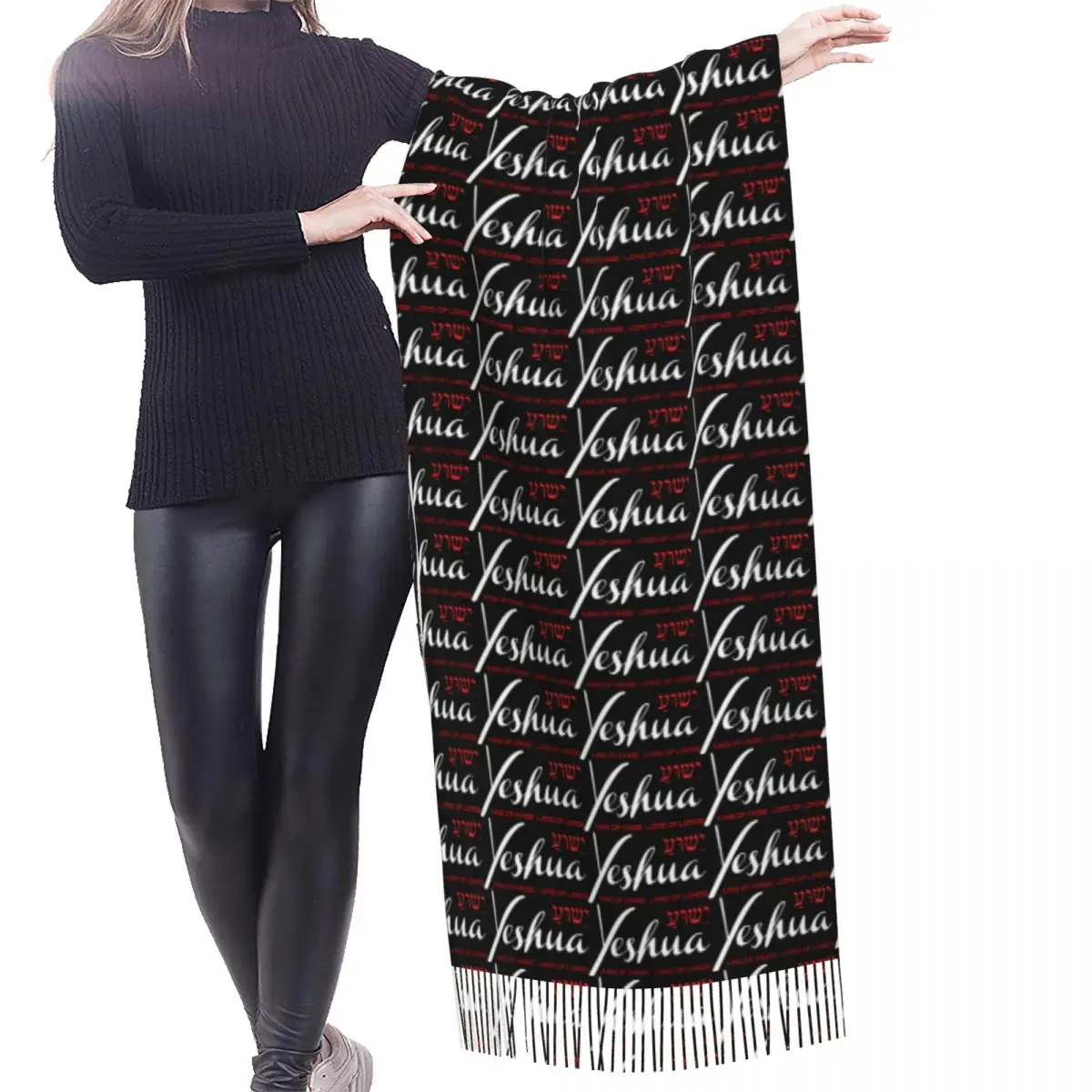 Customized Yeshua Jesus Christian Scarf Wrap Women Long Winter Fall Warm Tassel Shawl Unisex Scarves