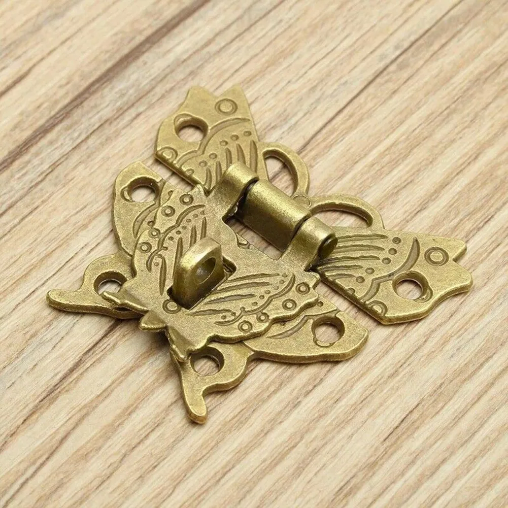 Kit New Tool Hasp Lock Bronze Butterfly Clasp Antique Decorative Hand Tool Hasp Latch Lock Replacement Vintage Zinc Accessories