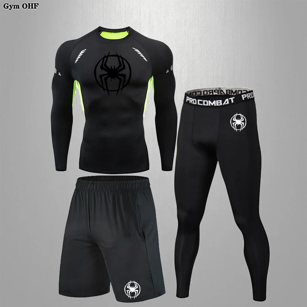 Gym Men's Running Fitness Sportswear Anti-UV Second skin Training Clothes Sports Suits Workout Jogging Rashguard Men's Kit MMA