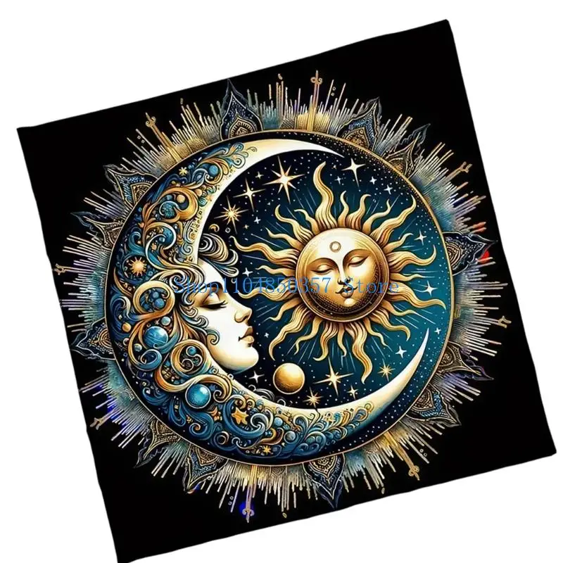 5asd الشمس القمر التارو مفرش المائدة علم التنجيم السحر سطح السفينة القماش الديكور