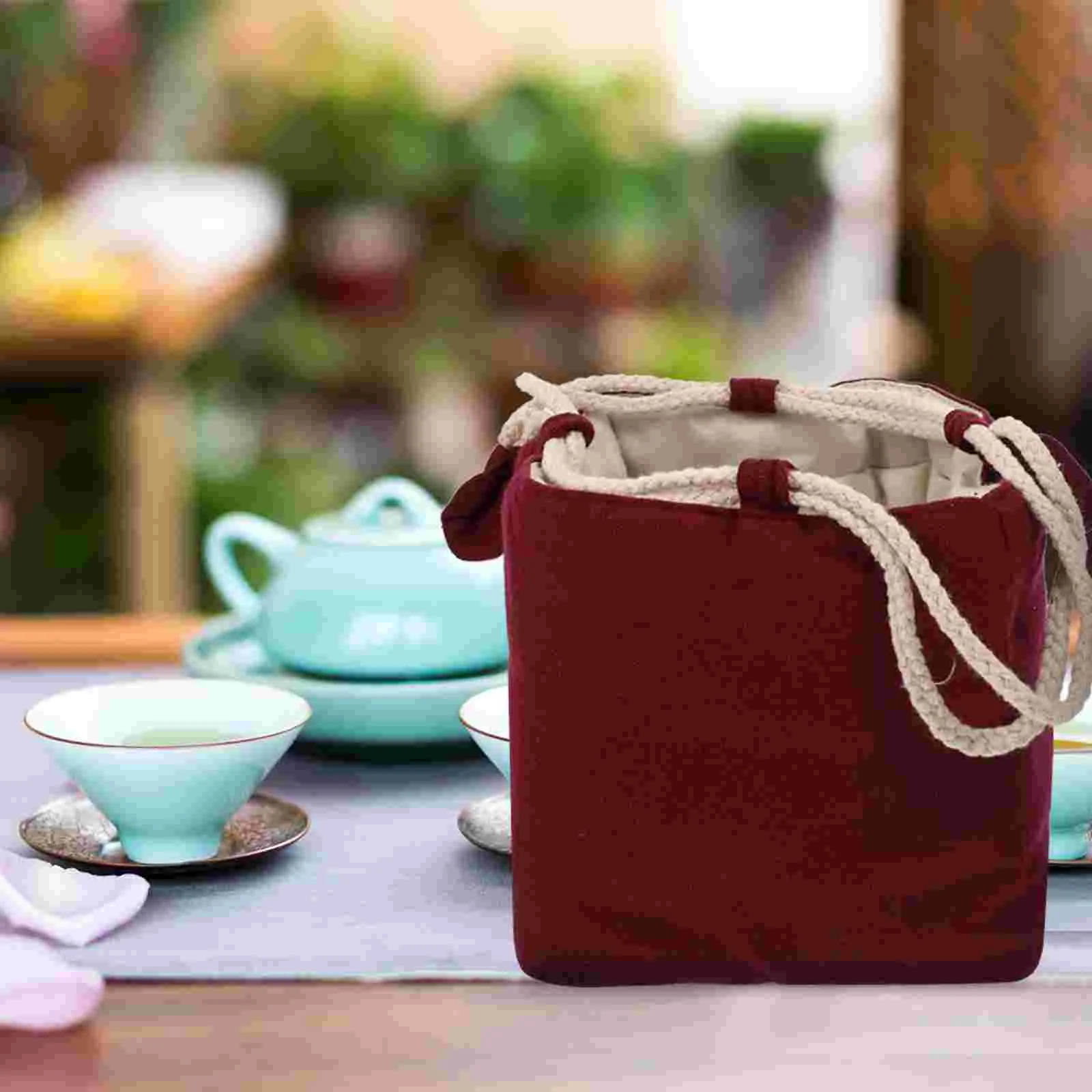 

Teacup Container Carrying Bag Pouch Mini Tote Small Cosy Teapot Storage Portable