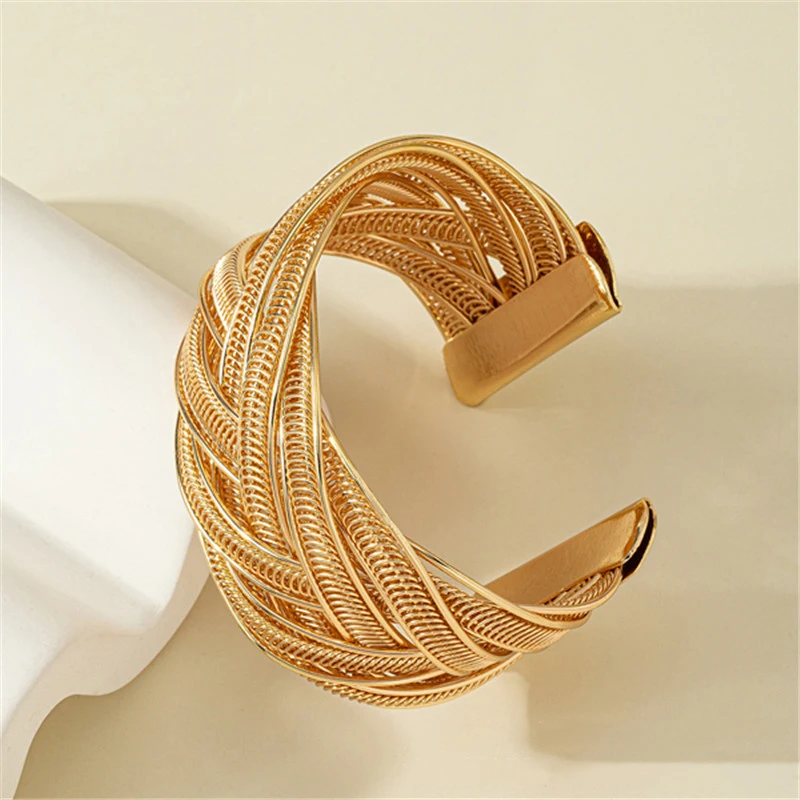 Fashion Trend Bracelet For Women Personality Metal Braiding Jewelry Multi Layer Iron Wire Opening Bracelet Trending Products