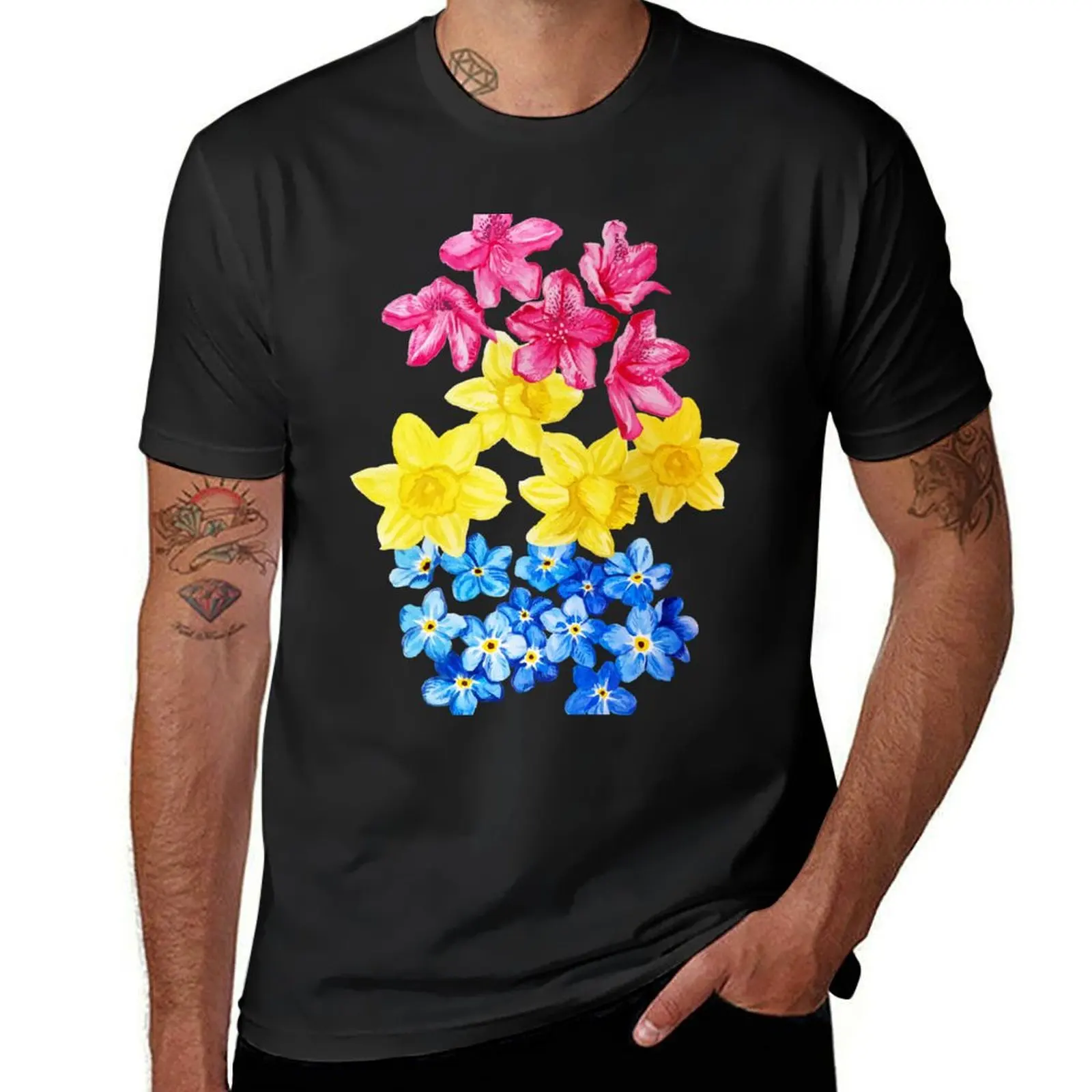 

Floral - Pansexual Pride T-Shirt customizeds new edition Short sleeve tee men